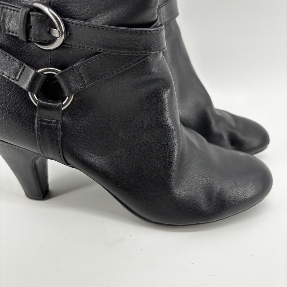 Naturalizer Fashion Boots Black Tall Heel Comfort With Buckle, Size 8.5M - Picture 3 of 10